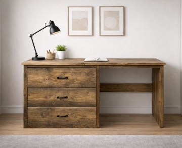 Birou Mugur cu 3 sertare mari lemn masiv pin, 180 x 60 x 85 cm - Img 2