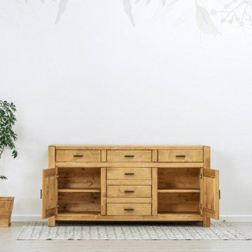 Bufet 2 usi si 6 sertare Ecuador, Lemn masiv rustic, 180 x 50 x 90 cm - Img 2