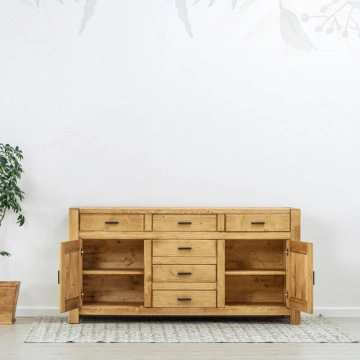 Bufet 2 usi si 6 sertare Ecuador, Lemn masiv rustic, 180 x 50 x 90 cm - Img 2
