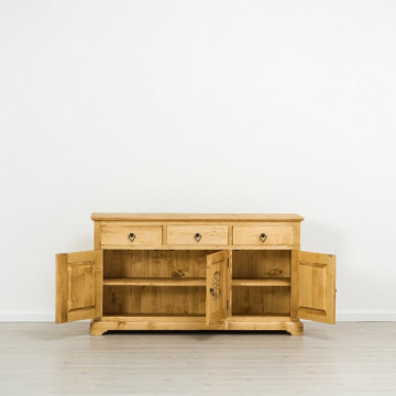 Bufet 3 usi si 3 sertare Ursul Carpatin, Lemn masiv rustic, 153 x 46 x 85 cm - Img 2