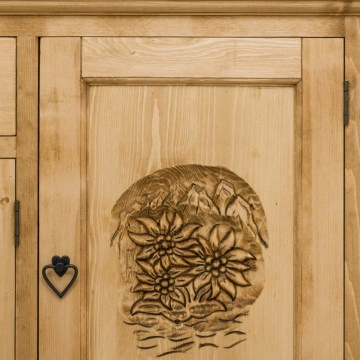 Bufet bucatarie 8 usi si 5 sertare Rustic Chalet, Lemn masiv rustic, 200 x 38/46 x 200 cm - Img 2