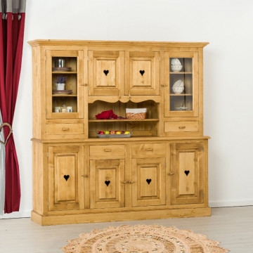 Bufet bucatarie Cabana 8 usi 4 sertare, Lemn masiv rustic, 200 x 48/40 x 200