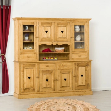 Bufet bucatarie Cabana 8 usi 4 sertare, Lemn masiv rustic, 200 x 48/40 x 200