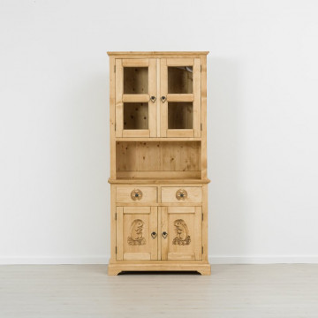 Bufet bucatarie rustic 4 usi, 2 sertare Rustic Chalet, Lemn masiv rustic, 92 x 38/46 x 200 cm - Img 4