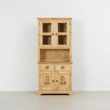 Bufet bucatarie rustic 4 usi, 2 sertare Rustic Chalet, Lemn masiv rustic, 92 x 38/46 x 200 cm - Img 4
