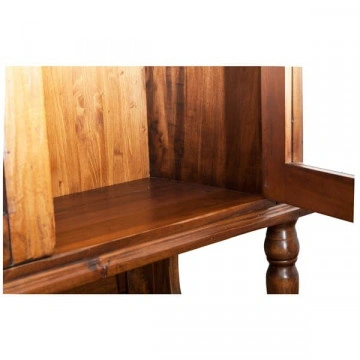 Bufet cu vitrina Dolce Toscana lemn masiv tei, nuc antik, 107 x 43 x 238 cm - Img 3