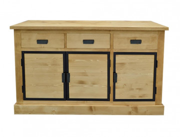 Bufet lemn masiv Industrial Wood 3 usi si 3 sertare, 156 x 50 x 90 cm - Img 3
