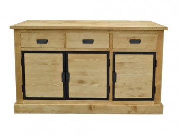 Bufet lemn masiv Industrial Wood 3 usi si 3 sertare, 156 x 50 x 90 cm - Img 3