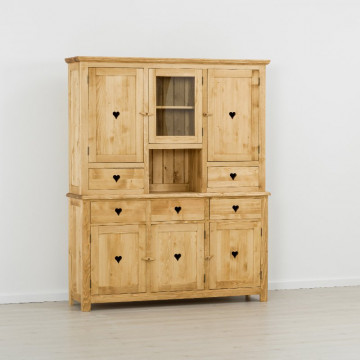 Bufet Rustic Floare de Colt cu 6 usi si 5 sertare, Lemn masiv 161 x 42 x 195 cm - Img 5