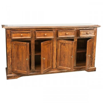 Bufet Toscana cu 4 usi si 4 sertare lemn masiv tei, nuc antik, 202 x 45 x 103 cm - Img 4