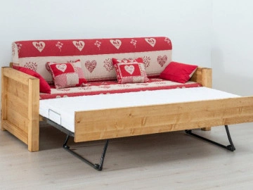 Canapea Rustica Ecuador model extensibil cu tapiterie, Lemn masiv rustic, 206 x 90 x 70 cm - Img 2