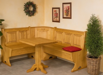 Coltar de bucatarie lemn masiv Apuseni cu lada depozitare, 186 / 136 x 57 x 90 cm