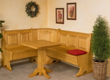 Coltar de bucatarie lemn masiv Apuseni cu lada depozitare, 186 / 136 x 57 x 90 cm