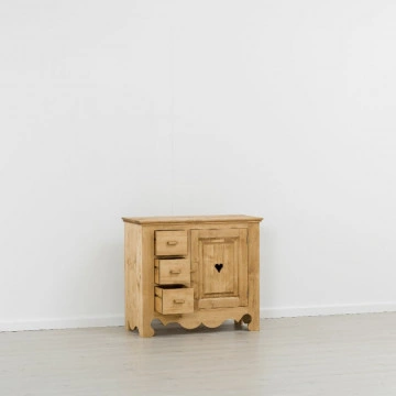 Comoda Cabana cu 1 usa 3 sertare, Lemn masiv rustic, 94 x 43 x 83 cm - Img 4
