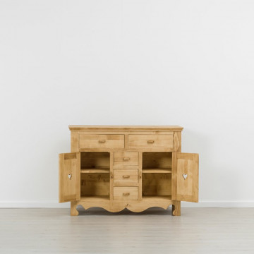 Comoda Cabana cu 2 usi si 5 sertare, Lemn masiv rustic, 129 x 50 x 100 cm - Img 2