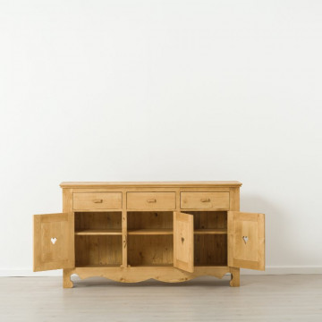 Comoda Cabana cu 3 usi si 3 sertare, Lemn masiv rustic, 160 x 45 x 92 cm - Img 2