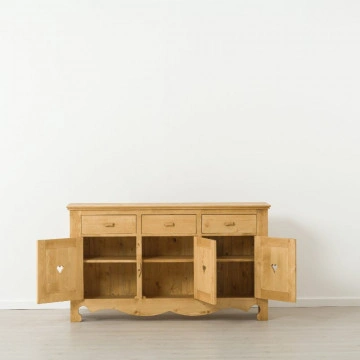 Comoda Cabana cu 3 usi si 3 sertare, Lemn masiv rustic, 160 x 45 x 92 cm - Img 2