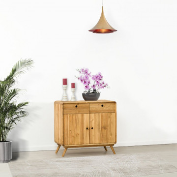 Comoda cu 2 usi 2 sertare Sahara, Lemn masiv rustic, 90 x 45 x 85 cm