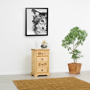 Comoda cu 4 sertare Ursul Carpatin, Lemn masiv rustic, 52 x 38 x 85 cm - Img 1