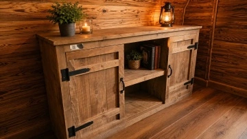 Comoda Equator, lemn masiv pin, 150 x 38 x 80 cm - Img 6