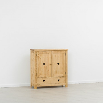 Comoda pantofi Rustic Floare de Colt 2 usi si 1 sertar, Lemn masiv 100 x 42 x 107 cm - Img 5