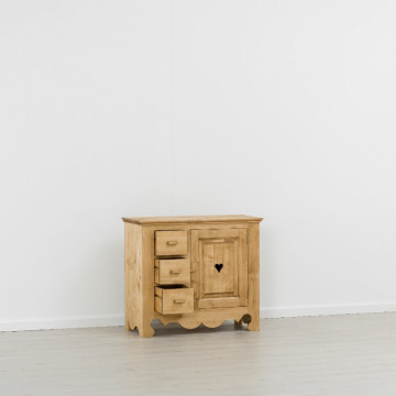 Comoda Rustic Flame cu 1 usa 3 sertare, Lemn masiv rustic, 94 x 43 x 83 cm - Img 4