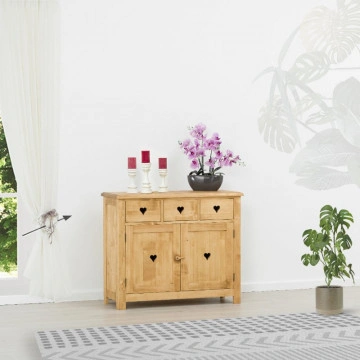 Comoda Rustic Floare de Colt 2 usi si 3 sertare, Lemn masiv 106 x 42 x 89 cm