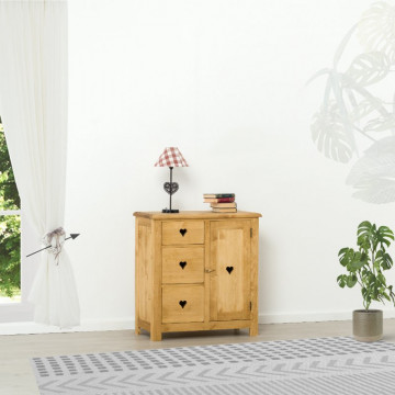 Comoda Rustic Floare de Colt cu 1 usa si 3 sertare din Lemn masiv 84 x 42 x 89 cm