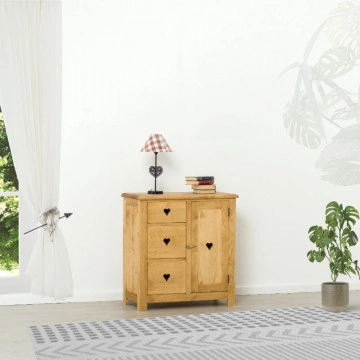 Comoda Rustic Floare de Colt cu 1 usa si 3 sertare din Lemn masiv 84 x 42 x 89 cm