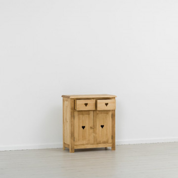 Comoda Rustic Floare de Colt cu 2 usi si 2 sertare din Lemn masiv 80 x 42 x 89 cm - Img 3