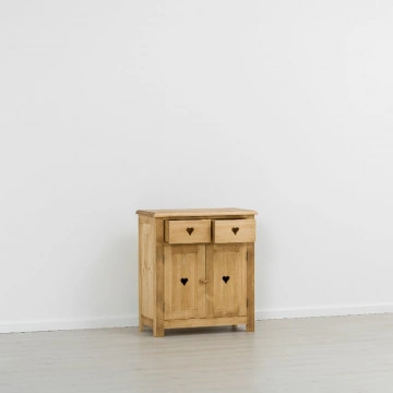 Comoda Rustic Floare de Colt cu 2 usi si 2 sertare din Lemn masiv 80 x 42 x 89 cm - Img 3