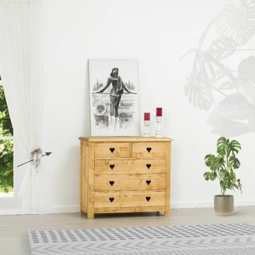 Comoda Rustic Floare de Colt cu 5 sertare din Lemn masiv 100 x 42 x 89 cm