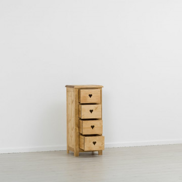 Comoda Rustic Love 4 sertare, Lemn masiv rustic, 48 x 42 x 107 cm - Img 2