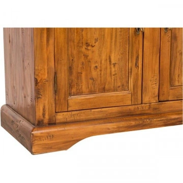 Comoda Toscana 2 usi si 2 sertare lemn masiv tei, nuc antik, 110 x 45 x 103 cm - Img 4