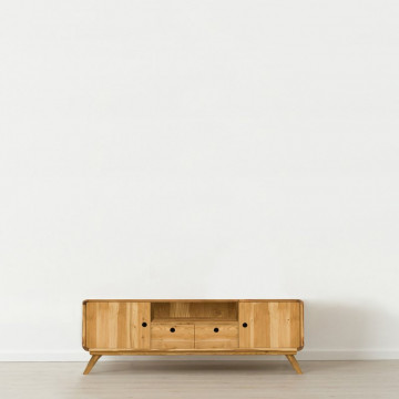 Comoda TV 2 usi 2 sertare si nisa Sahara, Lemn masiv rustic, 160 x 40 x 50 cm - Img 2