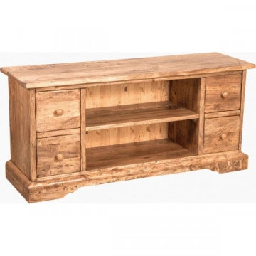 Comoda TV Dolce Toscana lemn masiv de tei, natur antik, 129 x 40 x 60 cm - Img 2