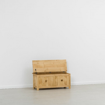 Cufar / Lada zestre Rustic Floare de Colt cu 1 sertar din Lemn masiv 100 x 42 x 44 cm - Img 3