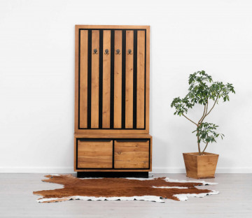 Cuier cu comoda pantofi 2 usi Lemn masiv Mexicana, 100 x 45 x 200 cm - Img 3