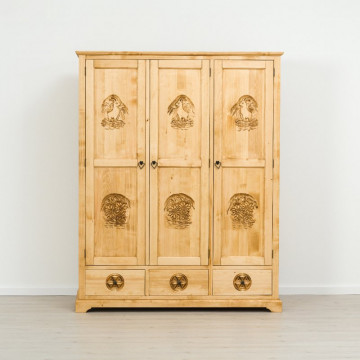 Dulap 3 usi si 3 sertare Ursul Carpatin, Lemn masiv rustic, 159 x 65 x 200 cm - Img 4