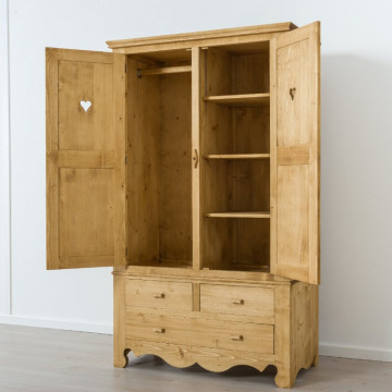 Dulap Cabana cu 2 usi 3 sertare, Lemn masiv rustic, 120 x 55 x 200 cm - Img 2