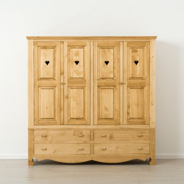 Dulap Cabana cu 4 usi si 4 sertare, Lemn masiv rustic, 202 x 55 x 200 cm - Img 4