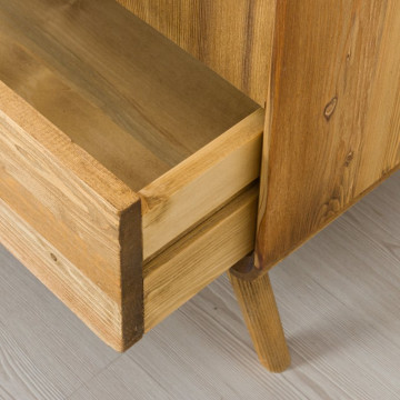 Dulap de baie Sahara, 1 usa si 3 sertare, lemn masiv rustic, 34 x 34 x 180 cm - Img 6