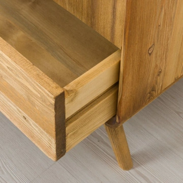 Dulap de baie Sahara, 1 usa si 3 sertare, lemn masiv rustic, 34 x 34 x 180 cm - Img 6