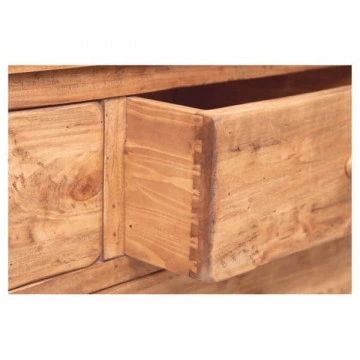 Dulap Dolce Toscana cu 2 usi si 3 sertare lemn masiv tei, natur antik, 120 x 59 x 197 cm - Img 6