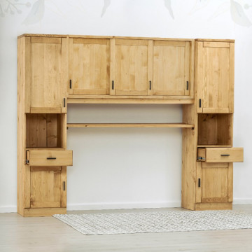 Dulap dormitor Ecuador cu 7 usi si 2 sertar, Lemn masiv rustic, 275 x 47 x 210 cm - Img 7