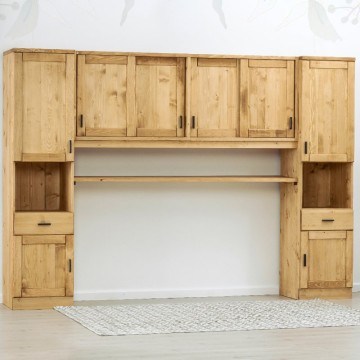 Dulap dormitor Ecuador cu 8 usi si 2 sertare, Lemn masiv rustic, 300 x 47 x 210 cm - Img 1