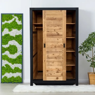 Dulap Rustic Loft 2 usi culisante, Lemn masiv rustic, 125 x 55 x 200 cm - Img 2