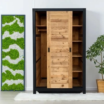 Dulap Rustic Loft 2 usi culisante, Lemn masiv rustic, 125 x 55 x 200 cm - Img 2