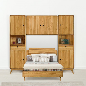 Dulap suspendat cu 2 usi Sahara, Lemn masiv rustic, 100 x 40 x 70 cm - Img 2