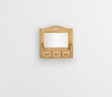 Etajera cu oglinda Cabana 3 sertare, lemn masiv rustic, 62 x 20 x 60 cm